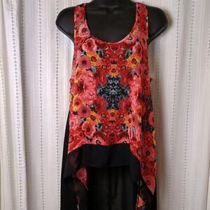 ✨ 3 / $15 DEAL ✨ Boho Hippie Sheer Asymmetrical Tank Top - Large